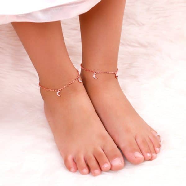 Rose Gold Crescent Kids Anklet (1-5 Years)