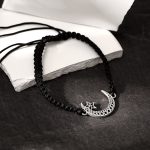 Oxidised Silver Crescent Moon Bracelet For Him - Image 2