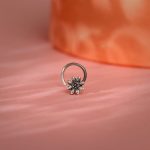 Oxidised Silver Flower Blossom Nose Pin - Image 2