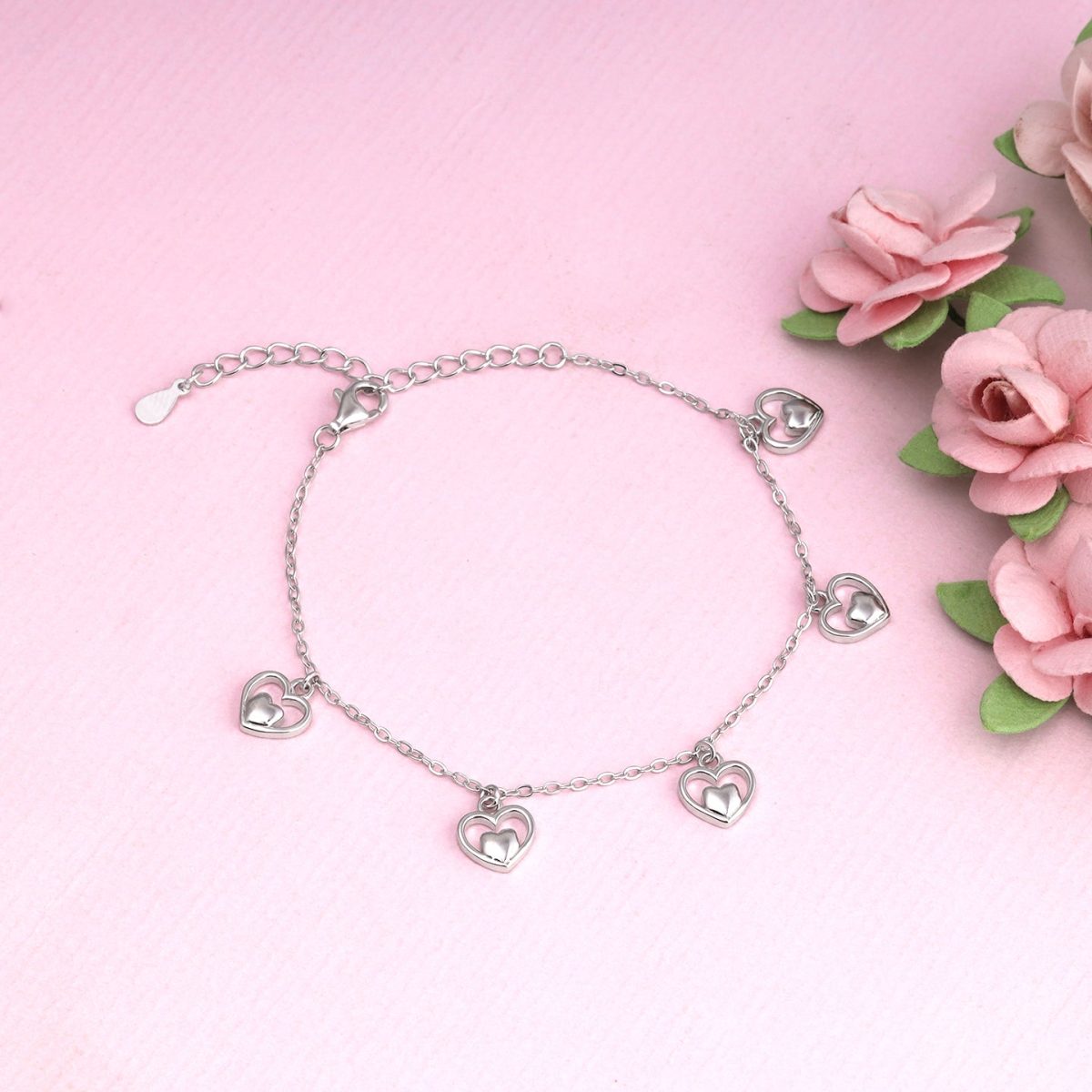 Silver Small Heart Charm Bracelet - Image 2