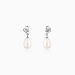 Silver Elegant Pearl Drop Earrings
