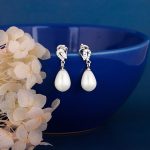 Silver Elegant Pearl Drop Earrings - Image 2