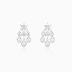 Silver Gleaming Bridal Drop Earrings
