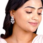 Silver Gleaming Bridal Drop Earrings - Image 3