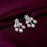 Silver Gleaming Bridal Drop Earrings - Image 2