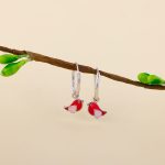 Silver Rosy Bird Kids Hoop Earrings (4-12 yrs) - Image 2