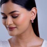 Silver Pink Square Earrings - Image 3