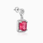 Silver Pink Square Earrings - Image 4