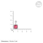 Silver Pink Square Earrings - Image 5