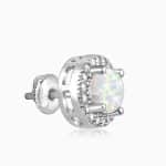Silver Opal Moon Earrings - Image 4