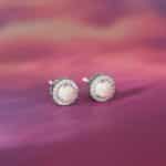 Silver Opal Moon Earrings - Image 2