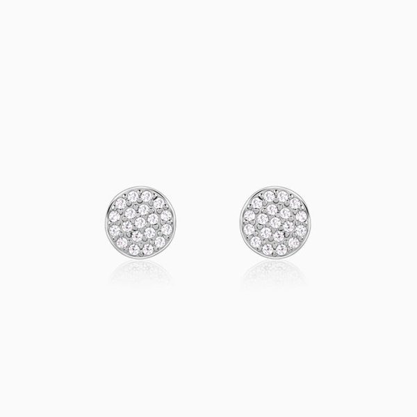 Silver Shimmering Sphere Stud Earrings