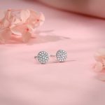 Silver Shimmering Sphere Stud Earrings - Image 2