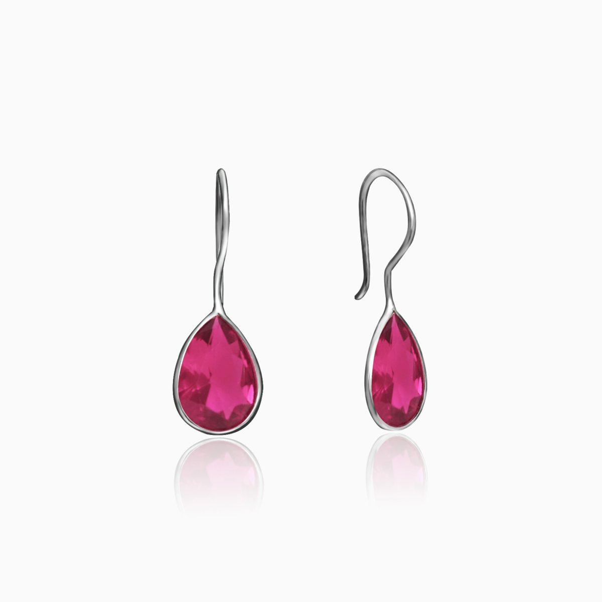 Silver Cherry Pink Petal Earrings - Image 1