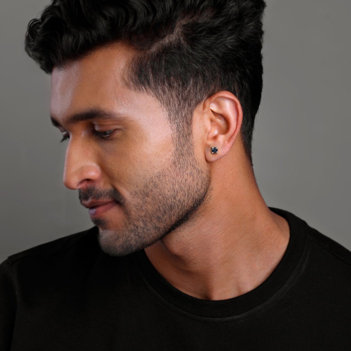 Silver Storm Edge Earring For Men - Image 5