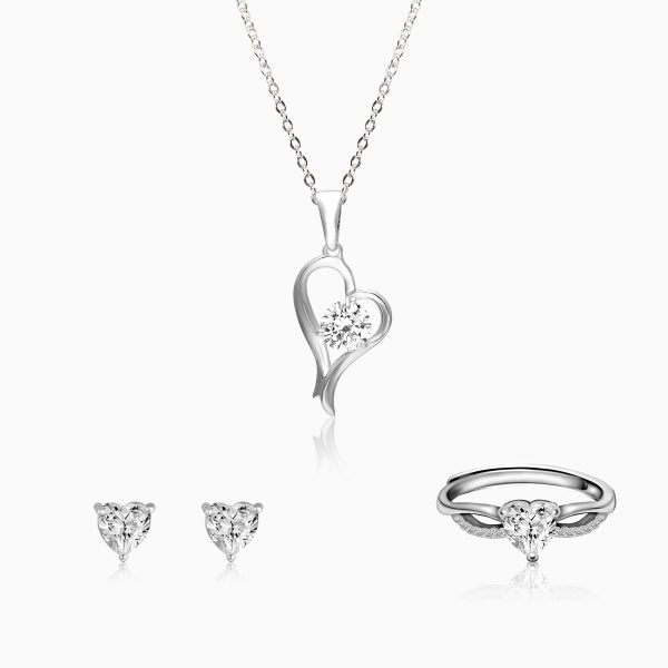 Silver Shape of Heart Set