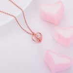 Rose Gold Leaf Me More Heart Pendant with Link Chain - Image 2