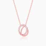 Rose Gold Bloom Ovate Pendant with Link Chain