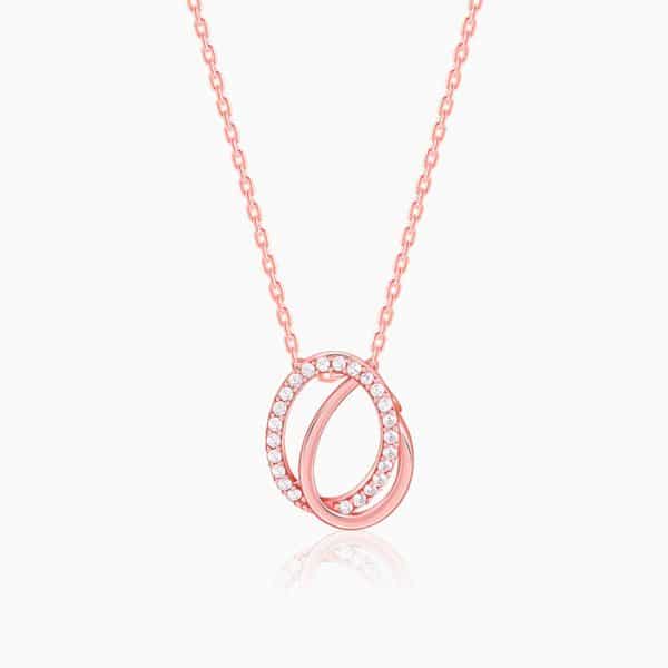 Rose Gold Bloom Ovate Pendant with Link Chain