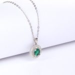Silver Forest Green Shining Halo Pendant With Link Chain - Image 4