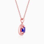 Rose Gold Blue Velvet Pendant With Link Chain - Image 4