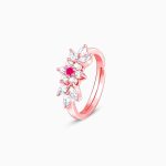 Rose Gold Royal Pink Floral Ring - Image 4
