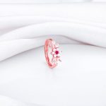 Rose Gold Royal Pink Floral Ring - Image 2